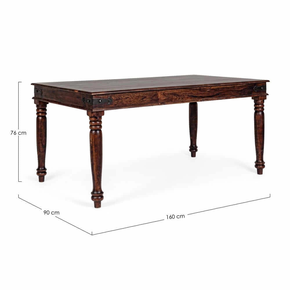 Tavolo da pranzo in legno di acacia massiccia gambe tornite stile etnico - MUMBAI