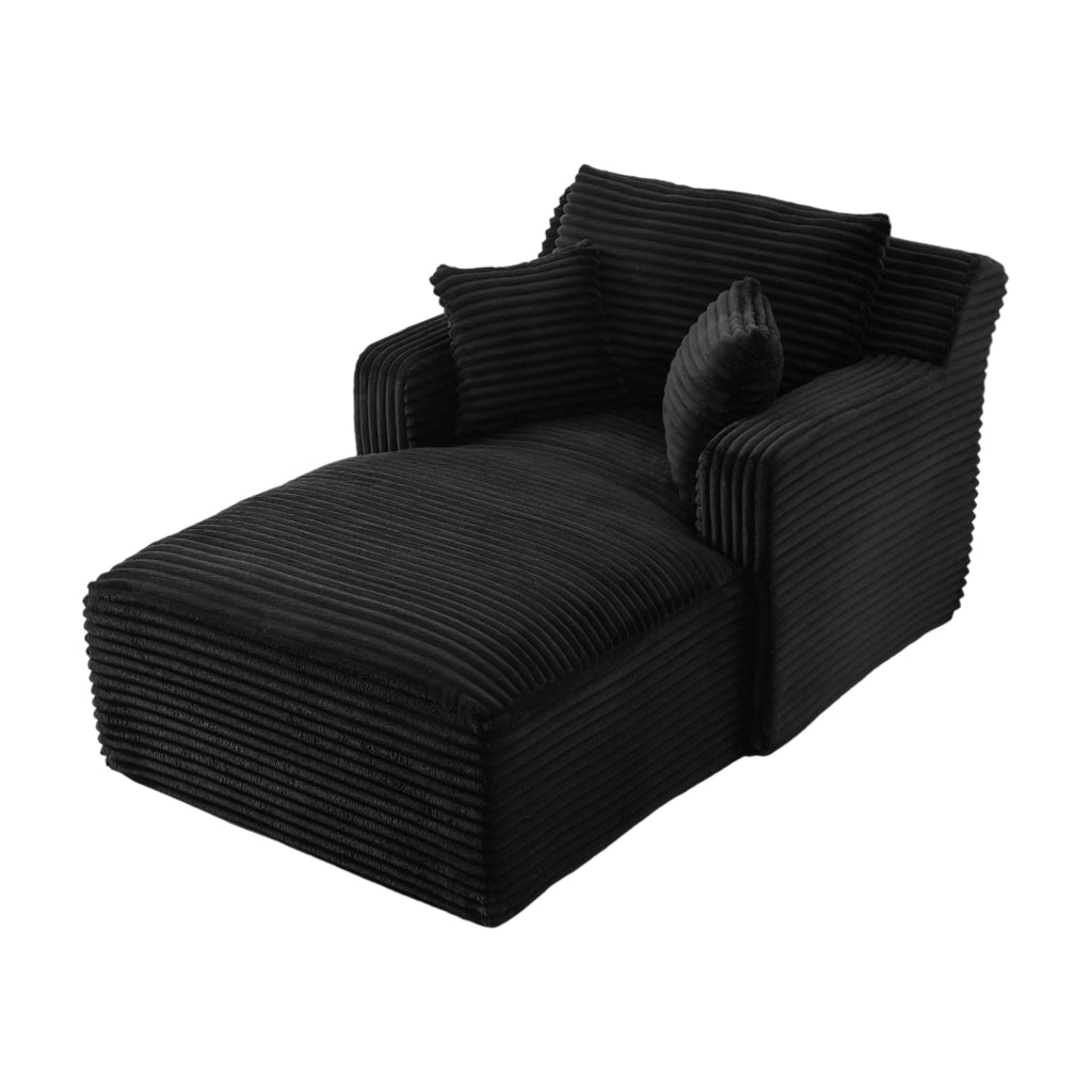 Chaise longue in corduroy nera, poltrona relax e divano letto salvaspazio per soggiorno e ufficio