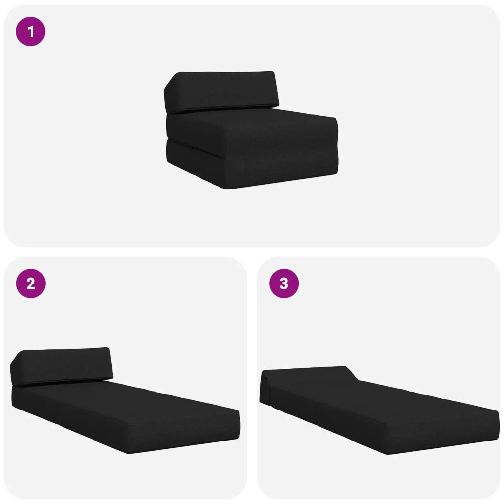 Divano Letto Pieghevole Nero 60 x 70 x 41 cm Tessuto