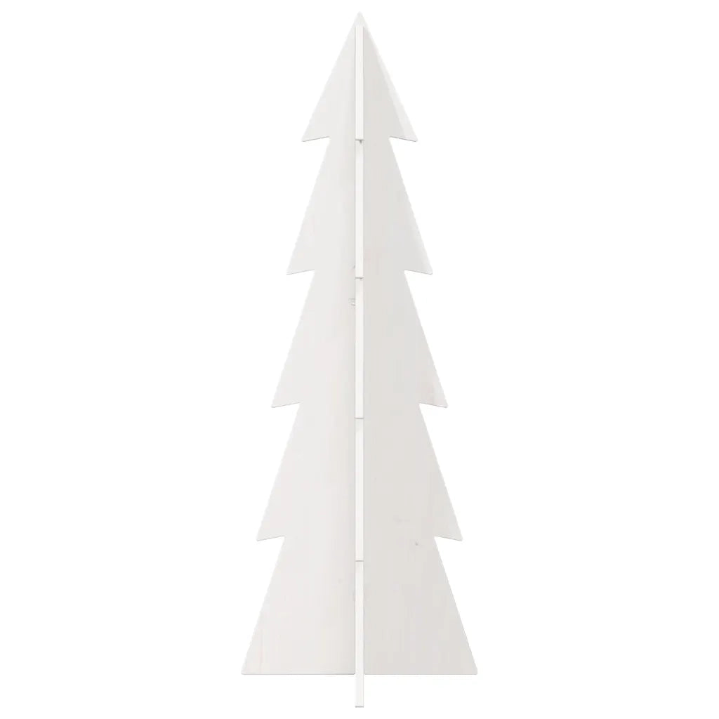 Albero di Natale Decorativo-Decorazioni natalizie Bianco 112 cm Legno Massello Pino