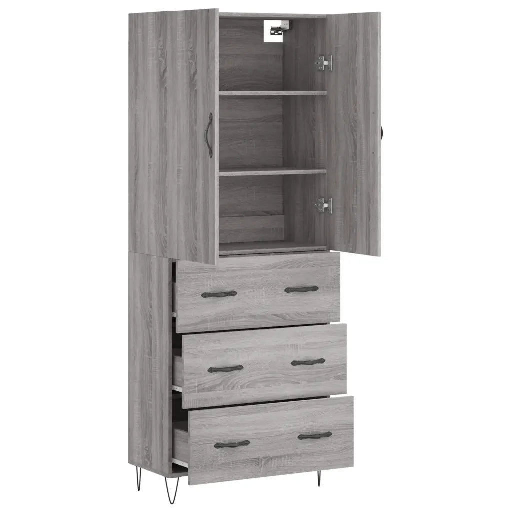Credenza Grigio Sonoma 69,5x34x180 cm in Legno Multistrato 3198087