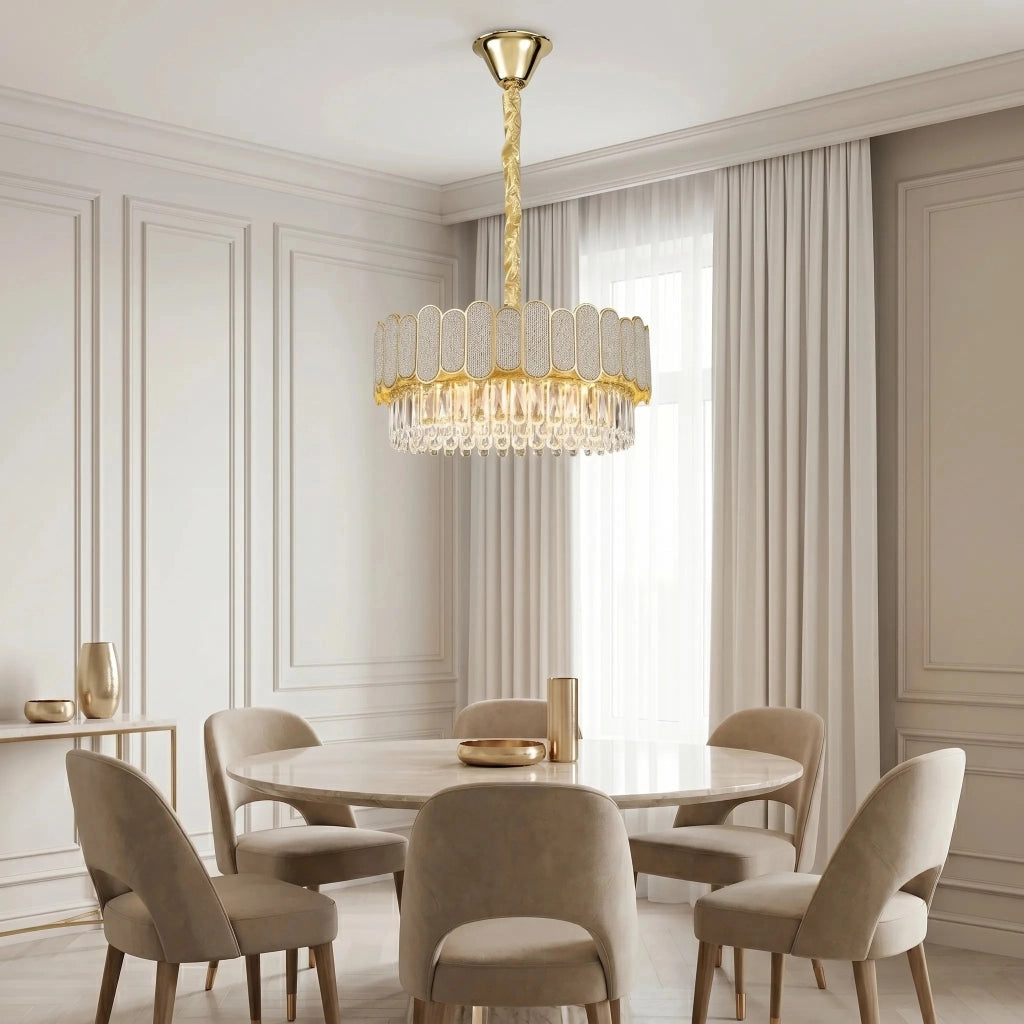 Lampada A Sospensione In Cristallo Swe107-cp 50cm Gold