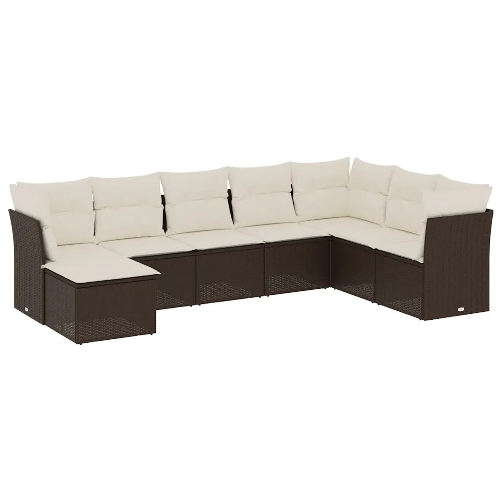 Set Divani da Giardino 8 pz con Cuscini Marrone in Polyrattan 3218053
