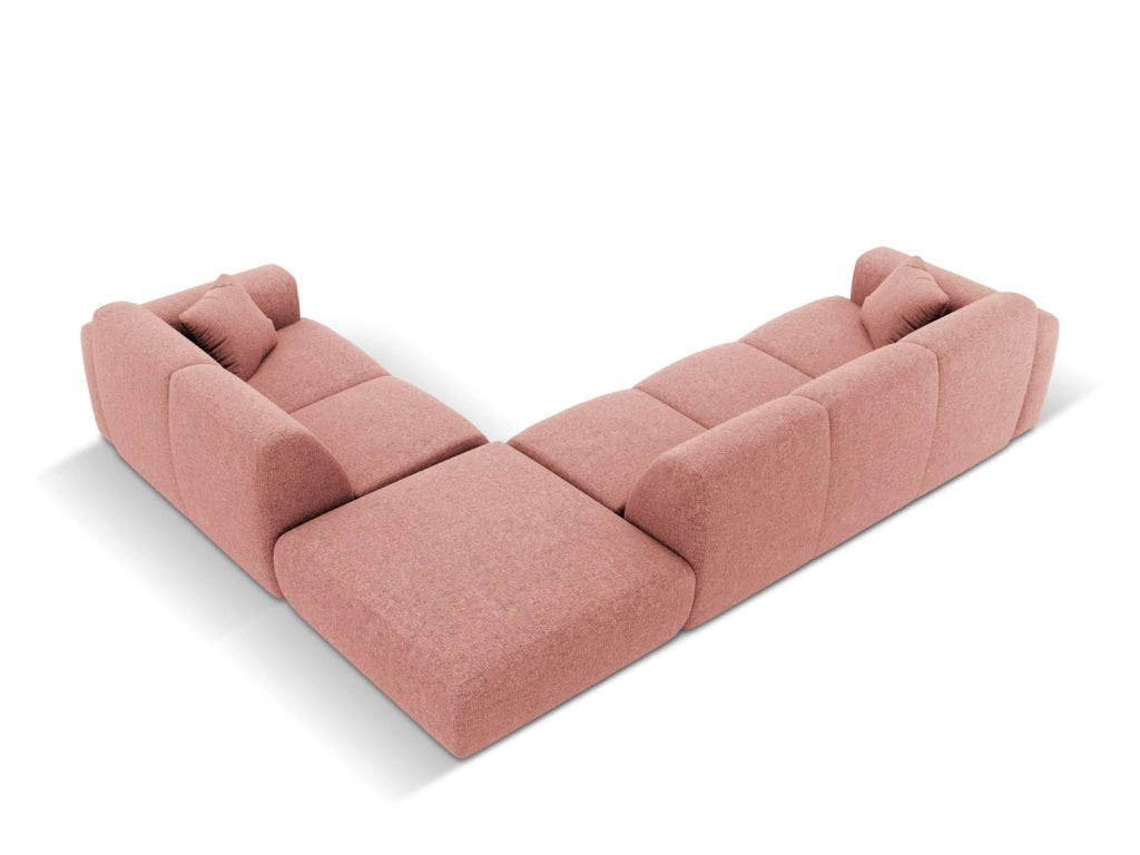 Cosmopolitan Design - Divano angolare destro "Nolio" 4 posti in ciniglia rosa 