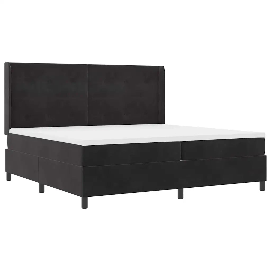 Letto a molle con materasso Nero 200 x 200 cm Velluto