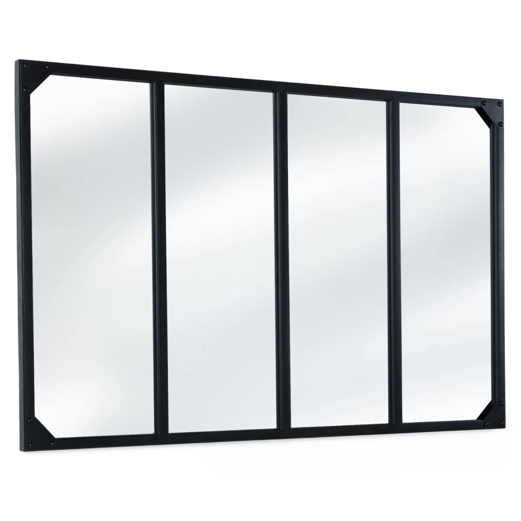 IDMarket - Specchio in vetro a 4 strisce di design industriale 110x70 cm