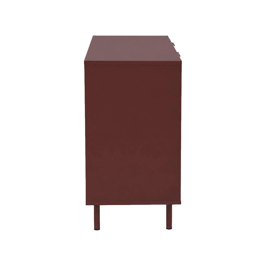 Credenza decorativa in legno e metallo 3 ante, 120cm, bordeaux