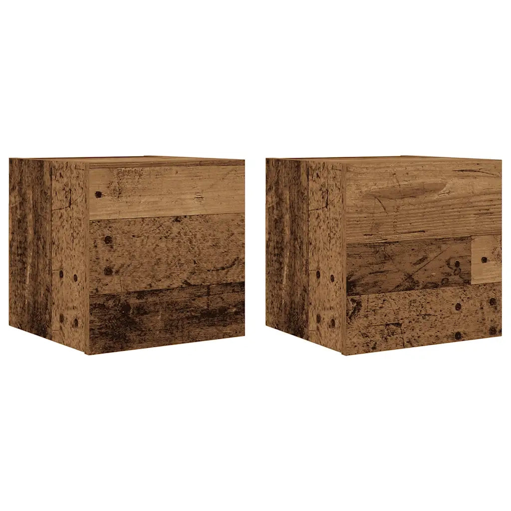 Mobili Porta TV a Parete 2pz Legno Antico 30,5x30x30 cm