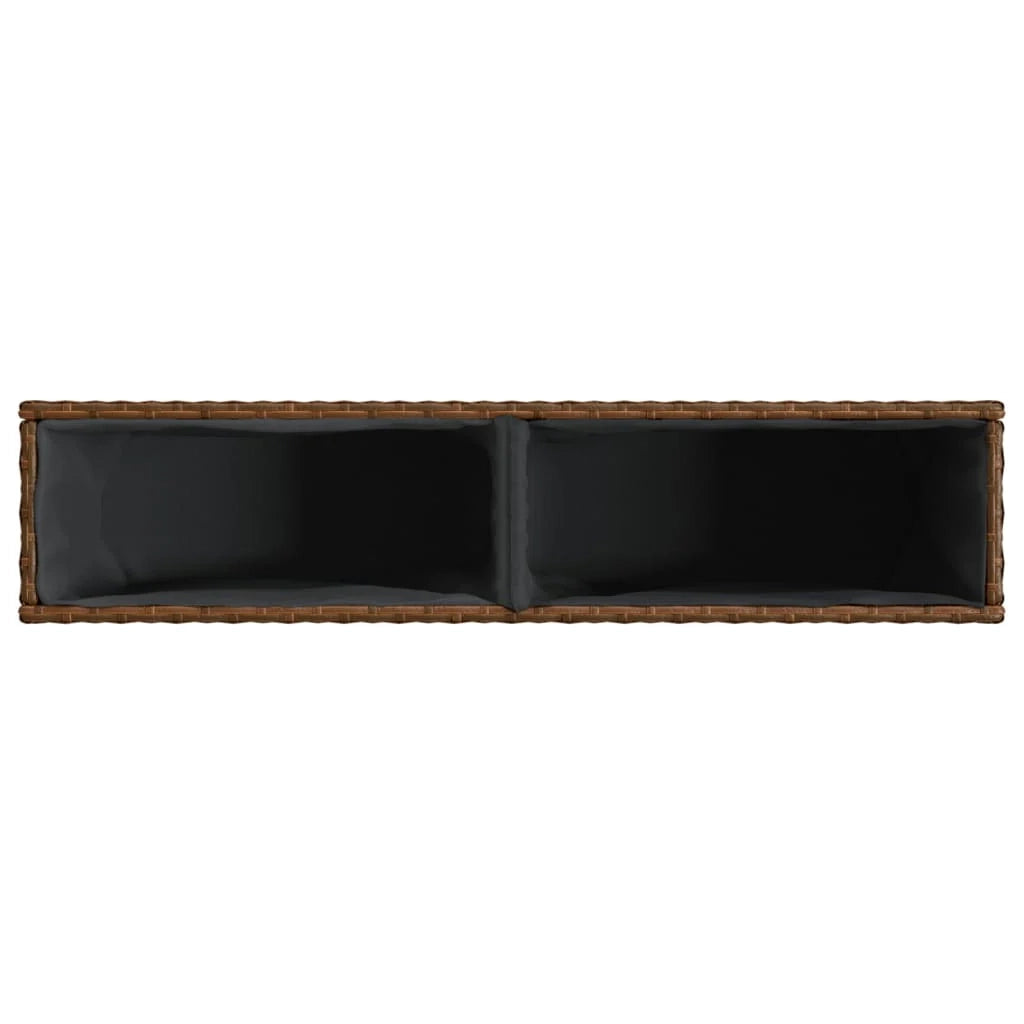 Fioriera rialzata per piante fiori giardino terrazze con 2 vasi set da 2 90 x 20 x 40 cm resina intrecciata marrone 02_0038856