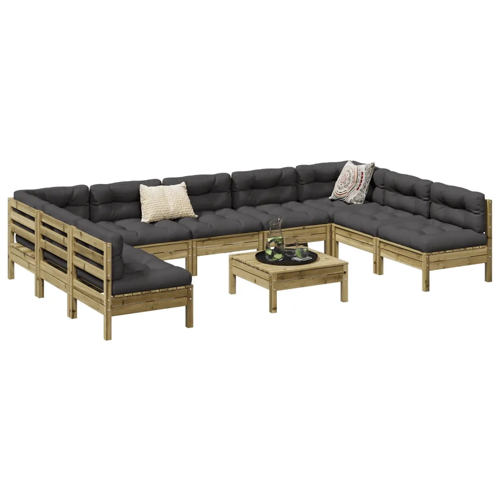 Set Divani Giardino 10 pz con Cuscini Legno Impregnato di Pino 3299602