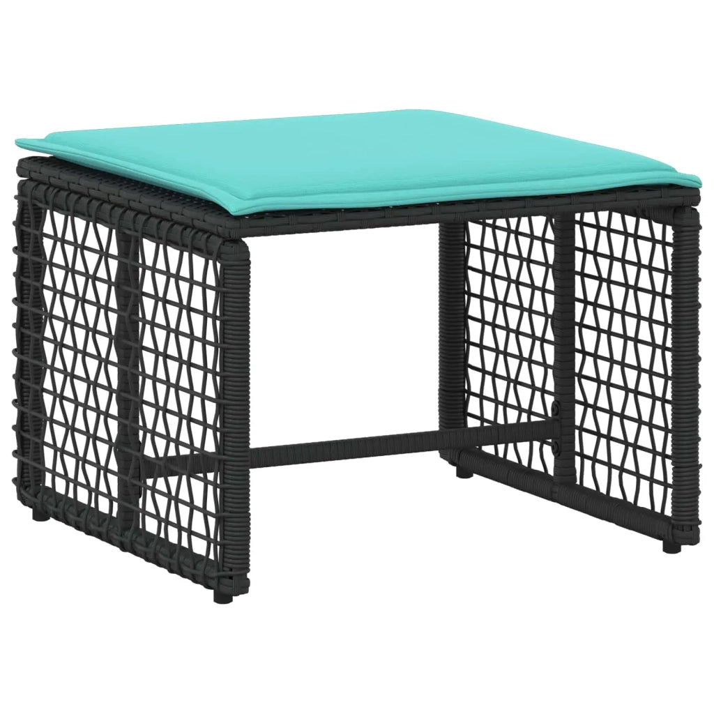 Set di Mobili da Esterno con cuscino 5 pcs Nero e Turchese