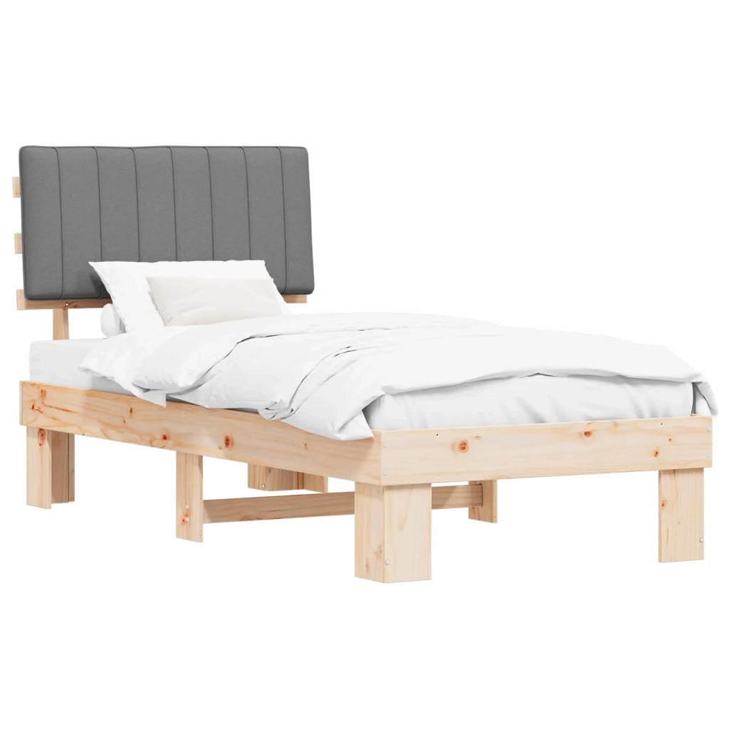 Letto con Testiera Rivestita Grigio chiaro 90 x 190 cm 877524