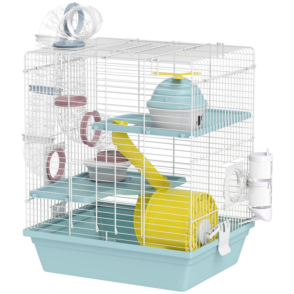 Casetta 3 Livelli per Criceti con Tubi e Accessori ¨C zephmum ¨C Grigio 34.5x27.5x41 cm