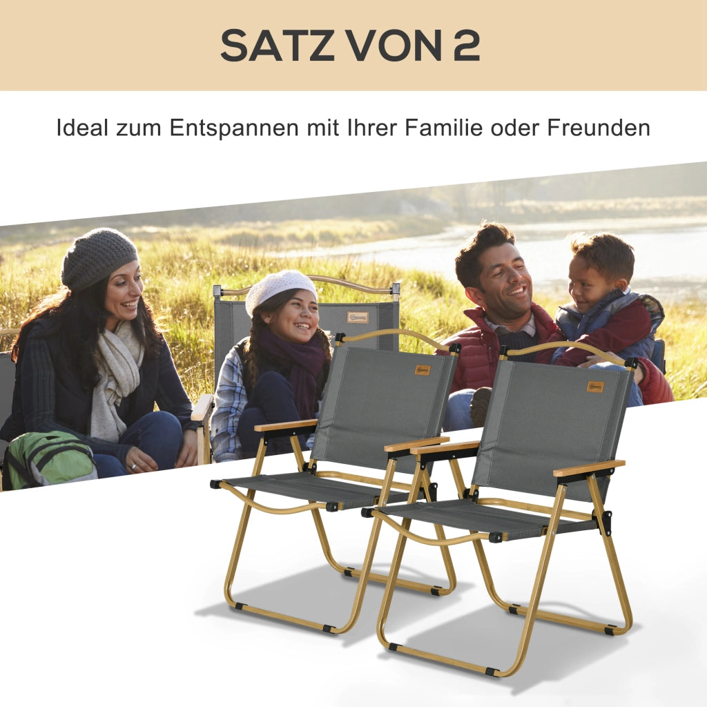 Sedia da giardino ¨C zephmum ¨C 2 pezzi, pieghevole, metallo, legno, grigio scuro