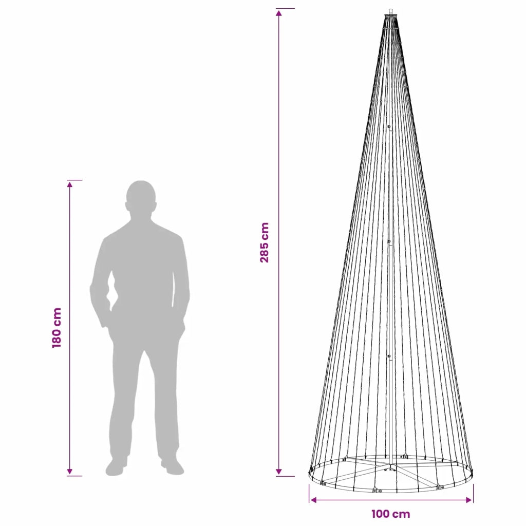Albero di Natale LED 285 cm 744 LED Bianco caldo Ferro Nero 42053550
