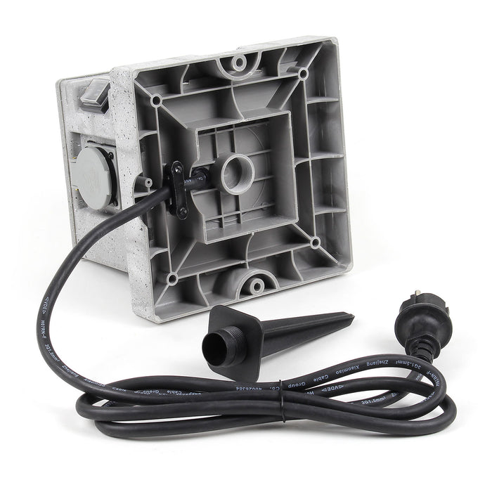 Presa multipla effetto granito per esterno, 4 attacchi, protezione IP44, con sensore