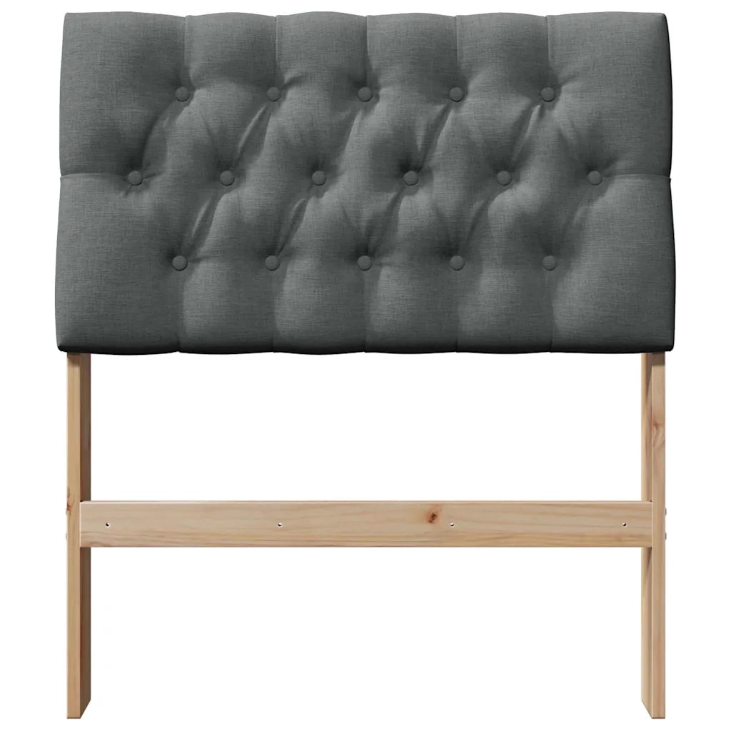 Testiera imbottita Grigio scuro 75 cm Pino massello 879370