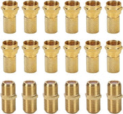 Set di connettori F - 6×connettori - 12×connettori F 7mm - rivestito di oro - cerniera in gomma - cerniera ampia - per satellite TV Sky/Freesat/Virgin Media
