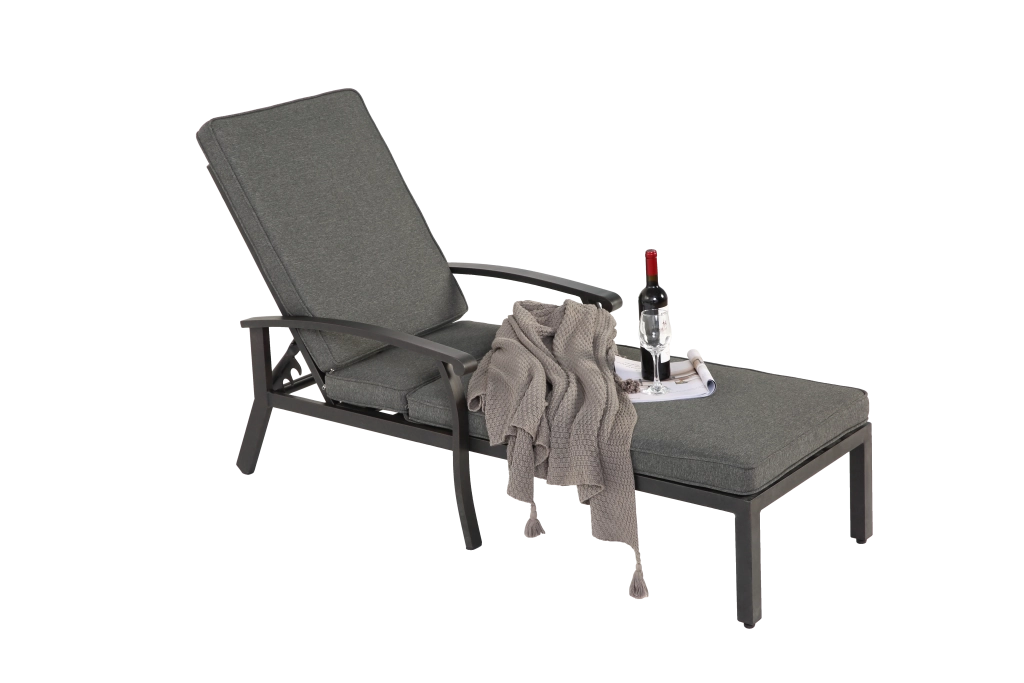 Chaise Longue da Giardino con Cuscini ¨C MINIMAL ¨C Alluminio, Grigio