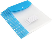 Foglietto A4 con Cerniera in Plastica - 24 pezzi - Duraturo e Resistente - Blu - Archiviazione Documenti - Ideale per ufficio e scuola