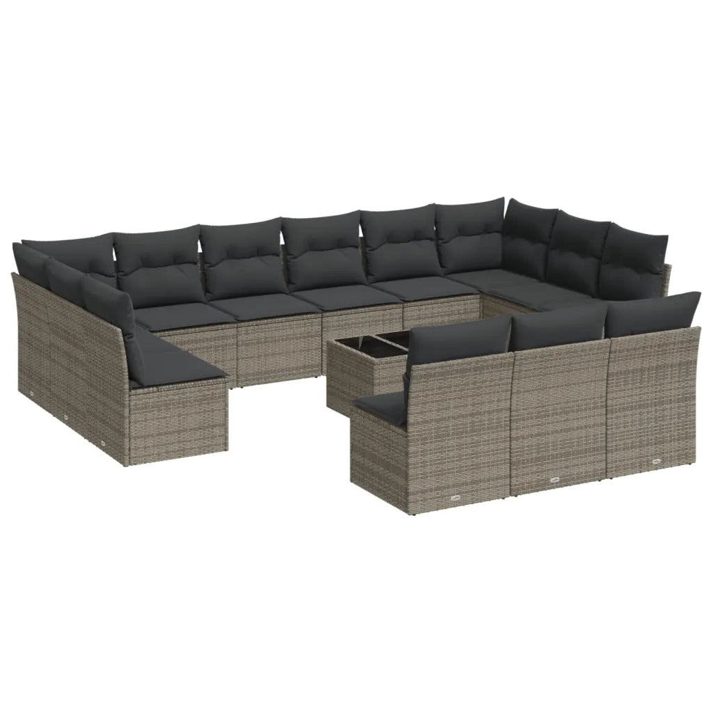 Set Divani da Giardino 14pz con Cuscini in Polyrattan Grigio 3250239