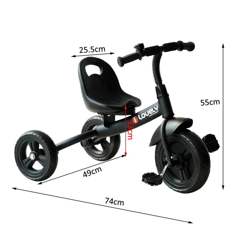 TRICICLO IN METALLO CON CAMPANELLO PARAFANGO RUOTA SPECIALE NERO