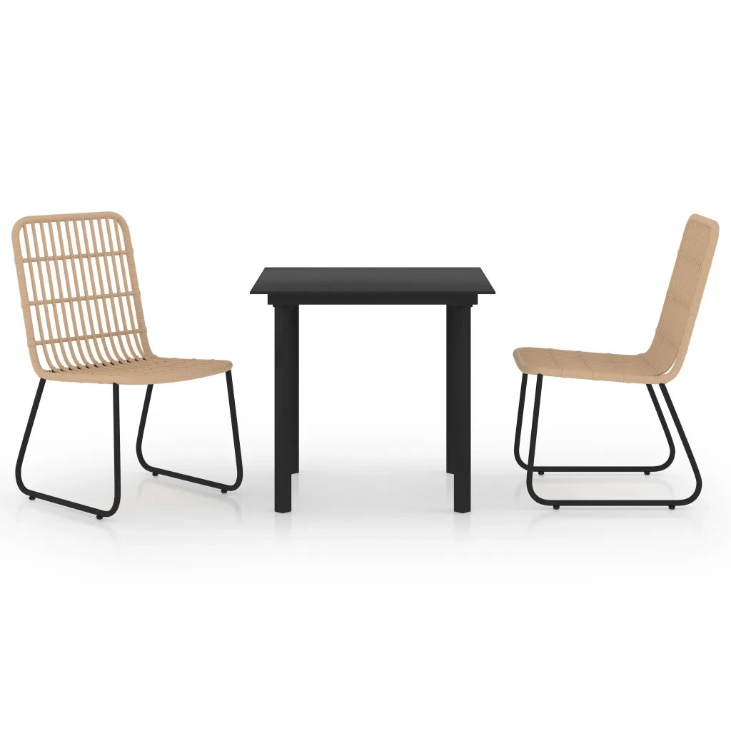 Set da Pranzo da Giardino 3 pz in Polyrattan e Vetro 3060237