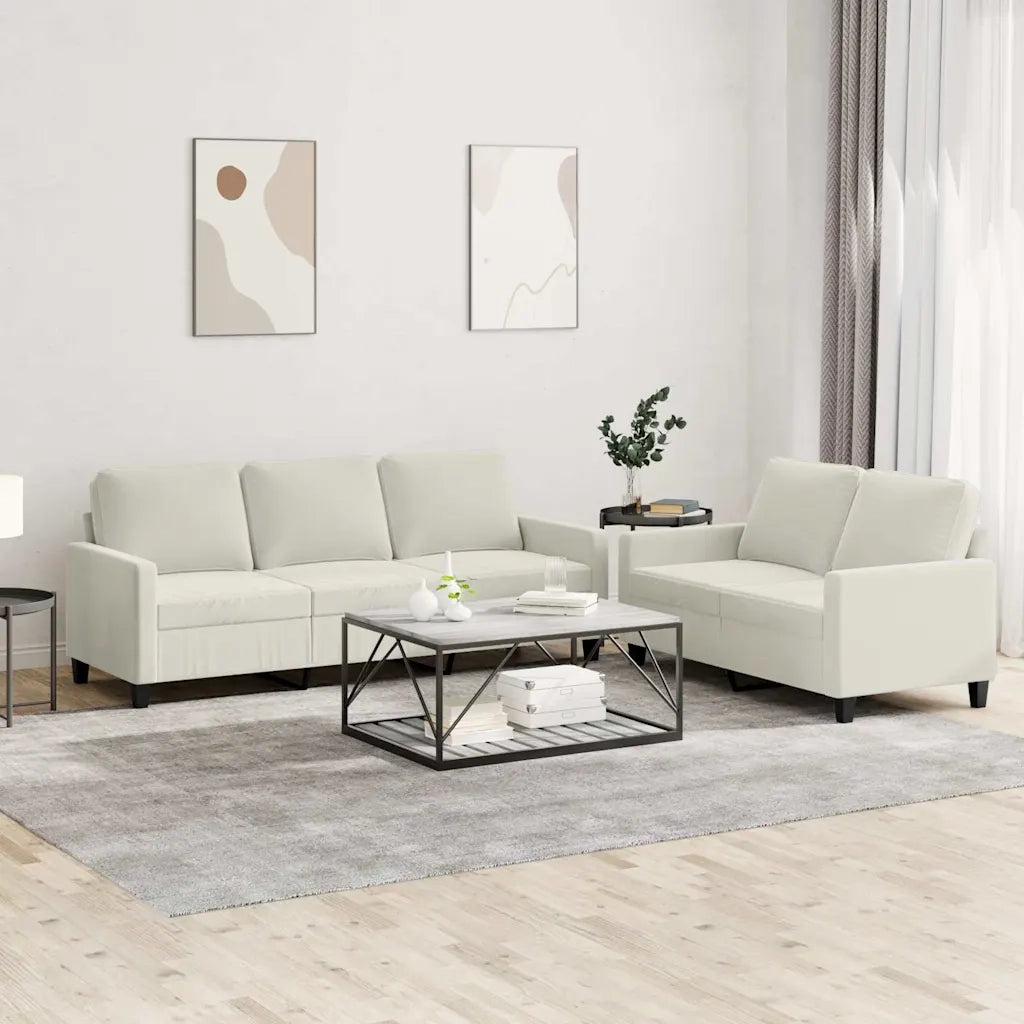 Set di Divani 2 pz con Cuscini Crema in Vellutocod mxl 106694
