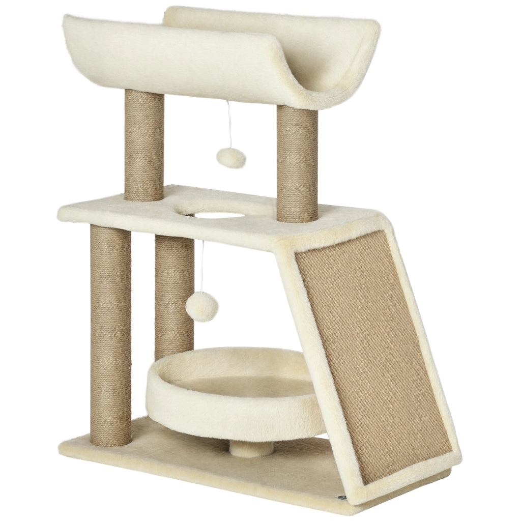 Casetta Gatto con Yute e Felpa ¨C zephmum ¨C 60x30x76 cm Marrone Chiaro