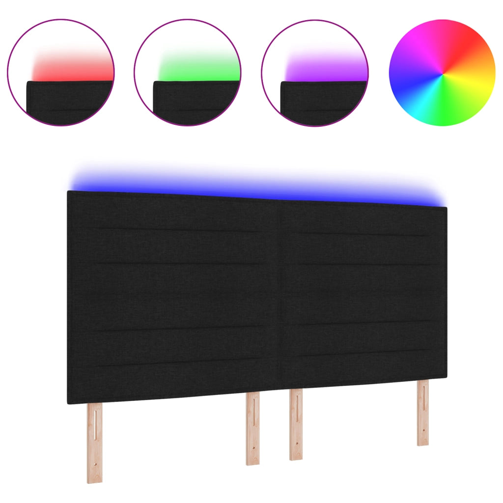 Headboard a LED Design Linee Nero 90 cm Tessuto