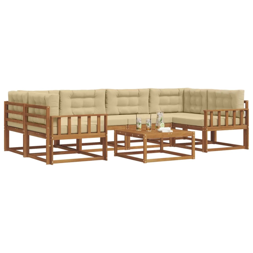 Set di divani da esterno con cuscino 7 pcs Naturale e Beige