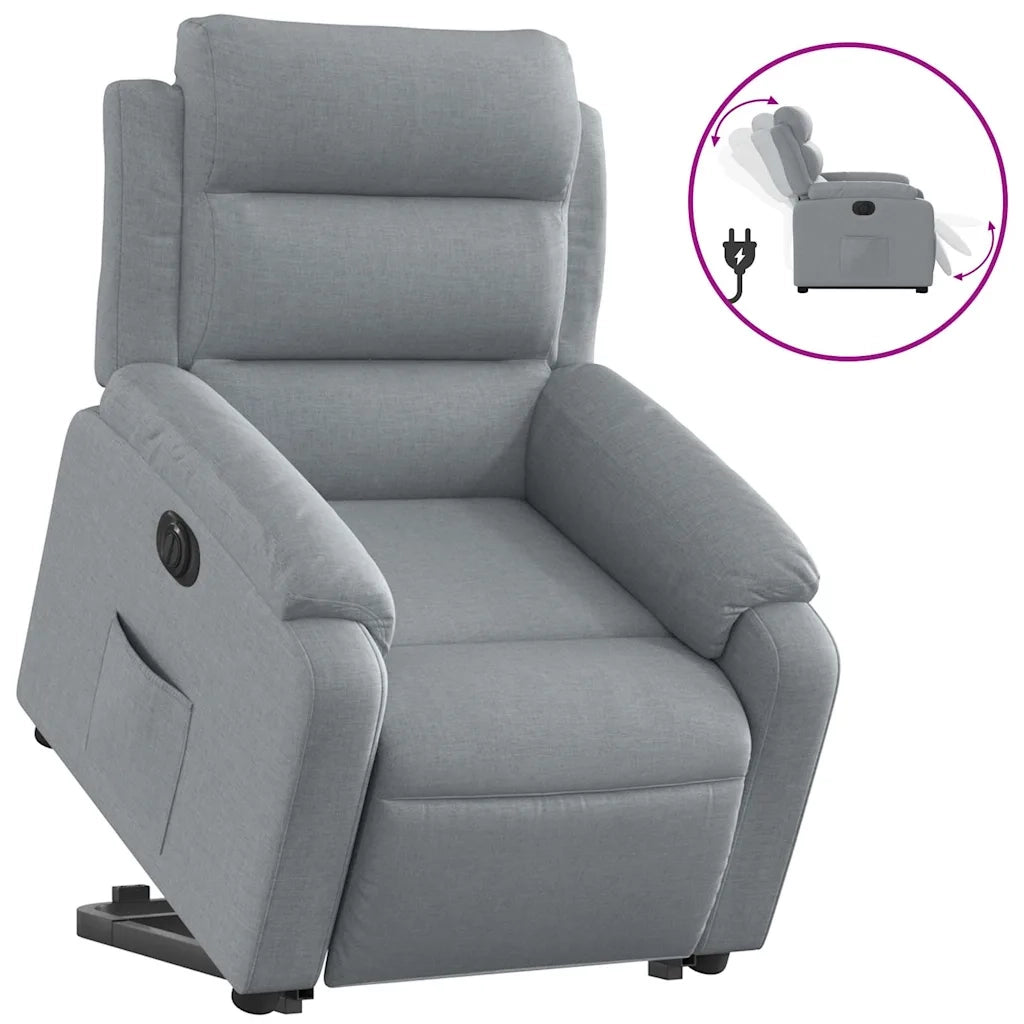 Poltrona Reclinante Alzapersona Elettrica Grigio Chiaro Tessuto 3205004
