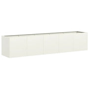 Fioriera rettangolare da esterno dal design moderno 200 x 40 x 40 cm con drenaggio efficiente realizzata in acciaio laminato a freddo bianco 02_0051472