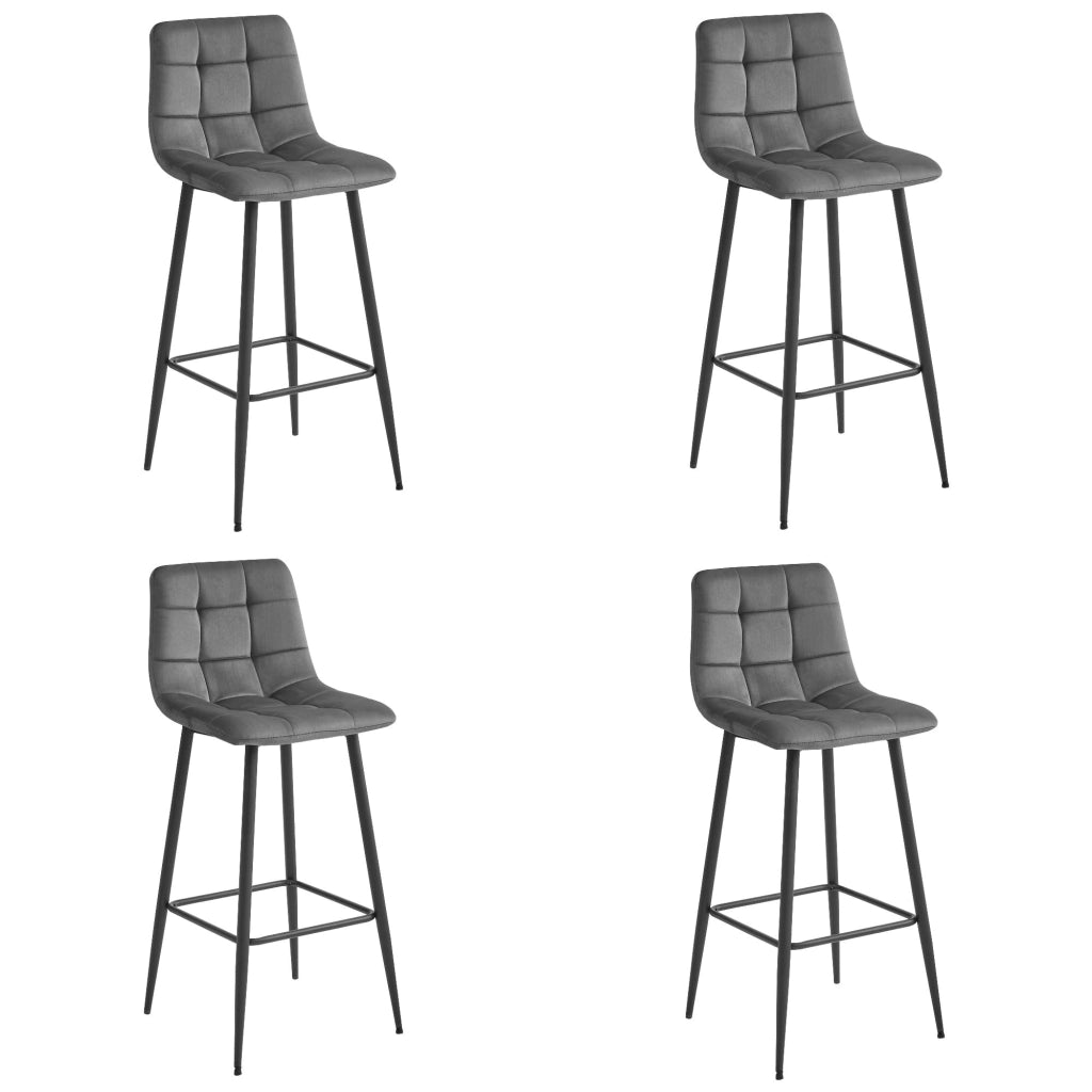 Sgabello Valora TEOTO in velluto grigio scuro con gambe nere per cucina x4