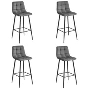 Sgabello Valora TEOTO in velluto grigio scuro con gambe nere per cucina x4