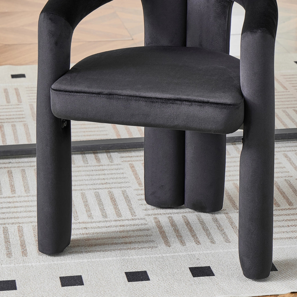 Sedia da Pranzo in Velluto con Braccioli Ergonomici Nera per Sala da Pranzo e Ufficio