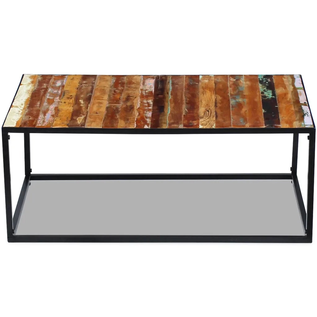 Tavolino da Salotto in Legno Massello di Recupero 100x60x40 cm 243336