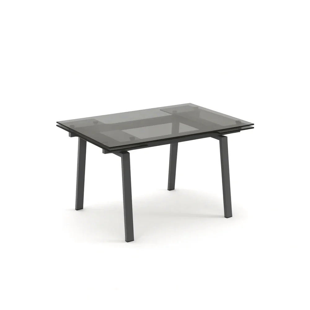 Tavolo da pranzo allungabile in vetro temperato con gambe grige Jackson 140-200x80 cm fino a 8 posti | Duzzle