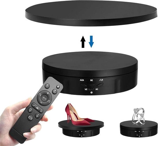 Tavolo rotativo elettrico per fotografia con telecomando - display rotante a 360 gradi (nero)