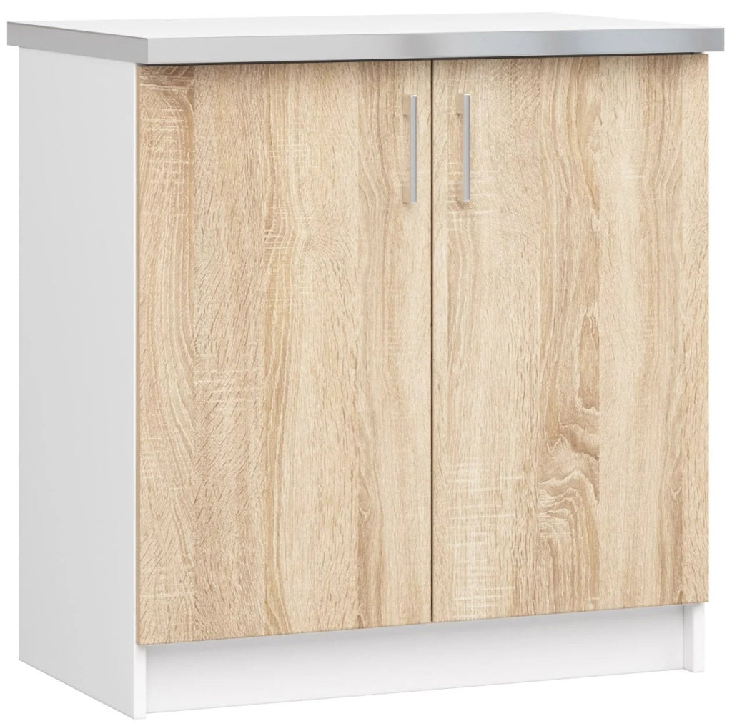 Mobile cucina modulare con piano di lavoro AKORD LIMA Bianco 80 cm 2 ante inserto frontale Sonoma Quercia 80x44,5x82 cm