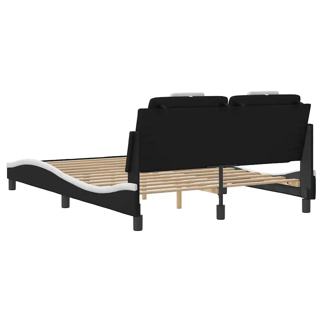 Giroletto Viana senza Materasso-Struttura Letto Nero e Bianco 140x190 cm in Similpelle