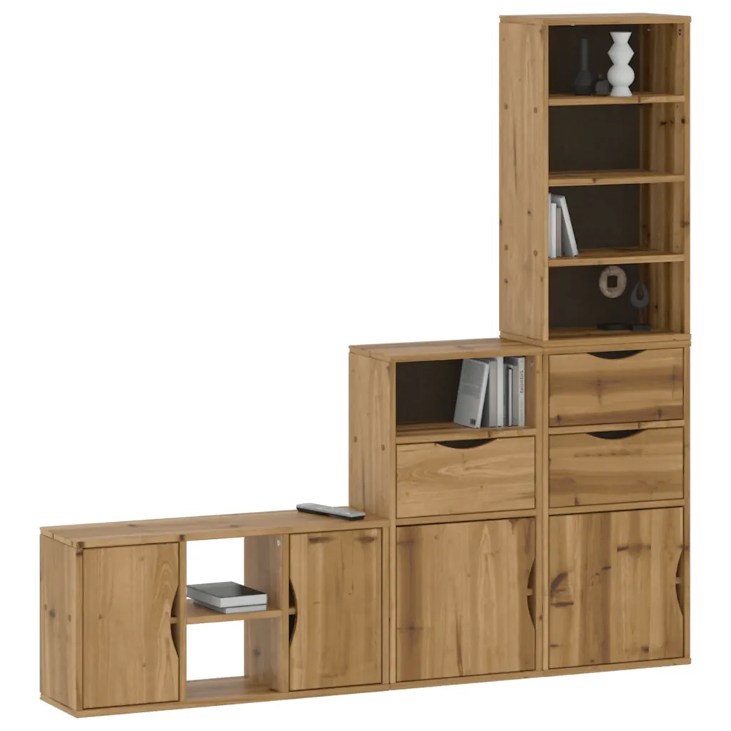 Mobile TV 4 pz con Contenitore ODDA in Legno Massello di Pino 3365372