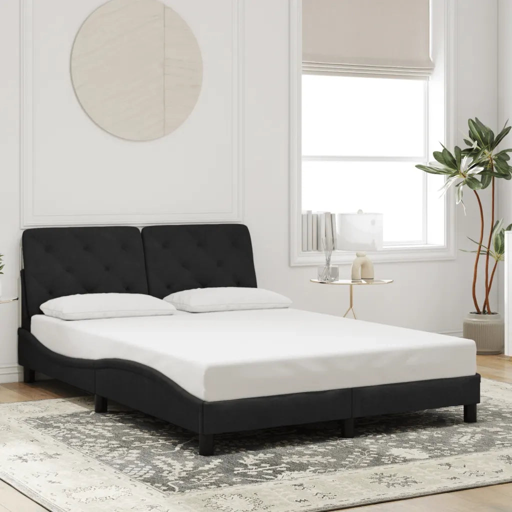Giroletto con LED senza Materasso Nero 140x190 cm in Velluto 3213851