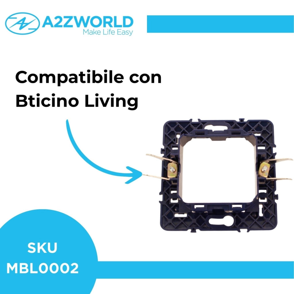 Supporto Telaio 2 Moduli Per Scatola 502 MBL 2M Blu Compatibile Bticino Living BLN0202