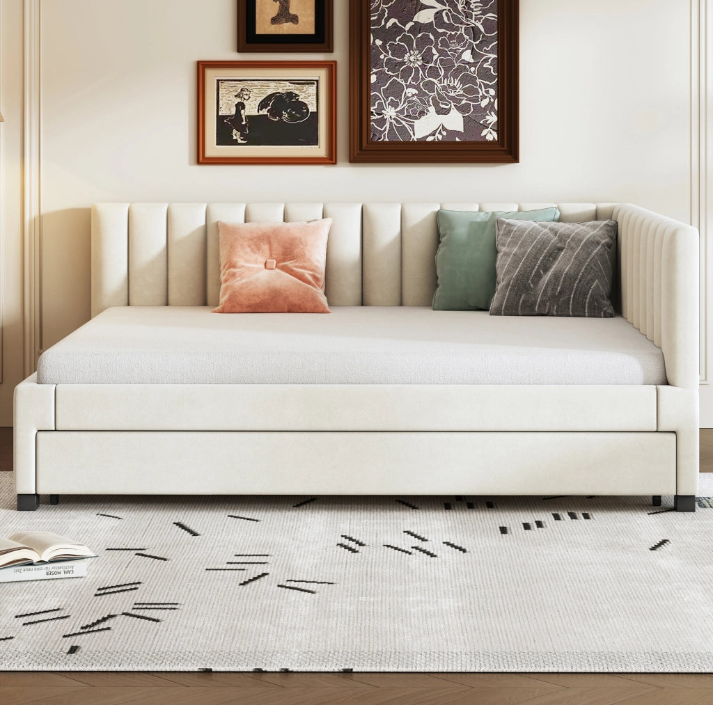 Letto imbottito con letto estraibile 140x200 cm in velluto