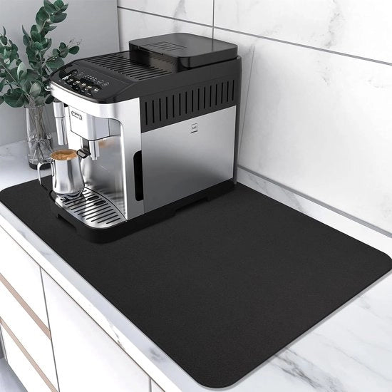 Mat di caffè, Mat di assorbimento per piatti Antiscivolo mat di caffè Mat di evaporazione Idoneo per sotto macchina per caffè, macchina del caffè, tappeti per caffè Accessori per barre del caffè (Nero, 30x50cm)