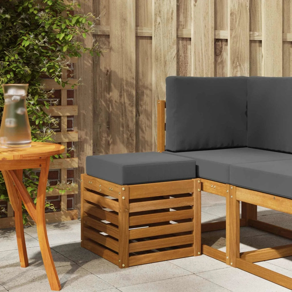 Panca 2 Pezzo Naturale e Antracite Legno di Acacia Massello 900678