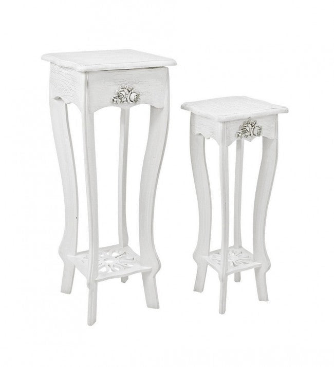 Set 2 Porta Lampada Blanc in Legno