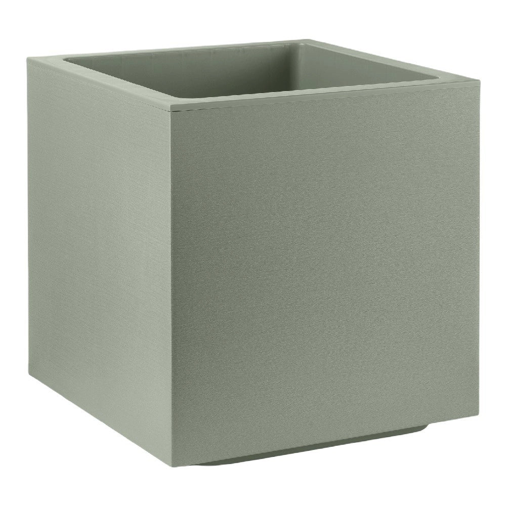 Vaso fioriera QUADRATO CUBO MATHERIA in plastica CON RUOTE 50CM VECA vari colori Color: TERRA LAGUNA (PLASTICA RICICLATA)