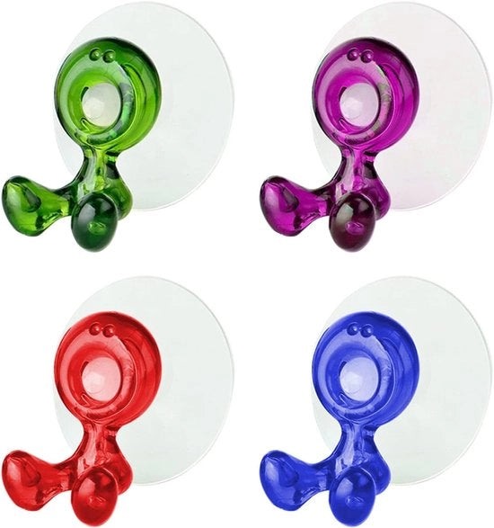 Oggetto di supporto per spazzolini da denti 4 pezzi - Supporto con morsetto - Disegno per bambini - Impronta di asciugatura e antibatterica - Per bagno/cucina - Materiale: ABS
